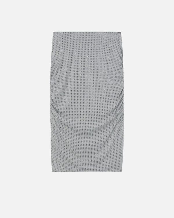 Gonna a matita con strass applicati grigio pioggerella