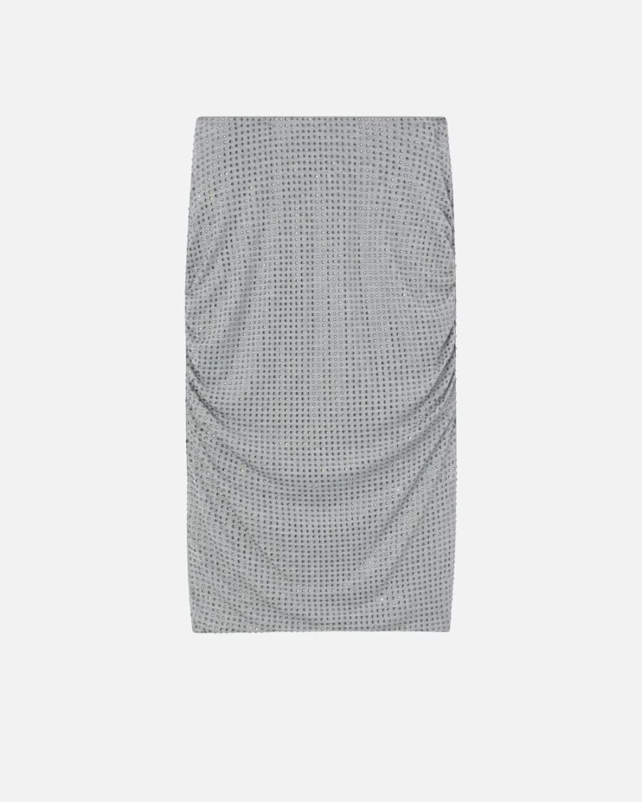 Pencil skirt with applied rhinestones grigio pioggerella