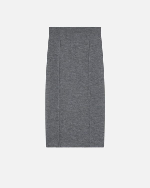 Gonna a matita in maglia di lana grigio folklore