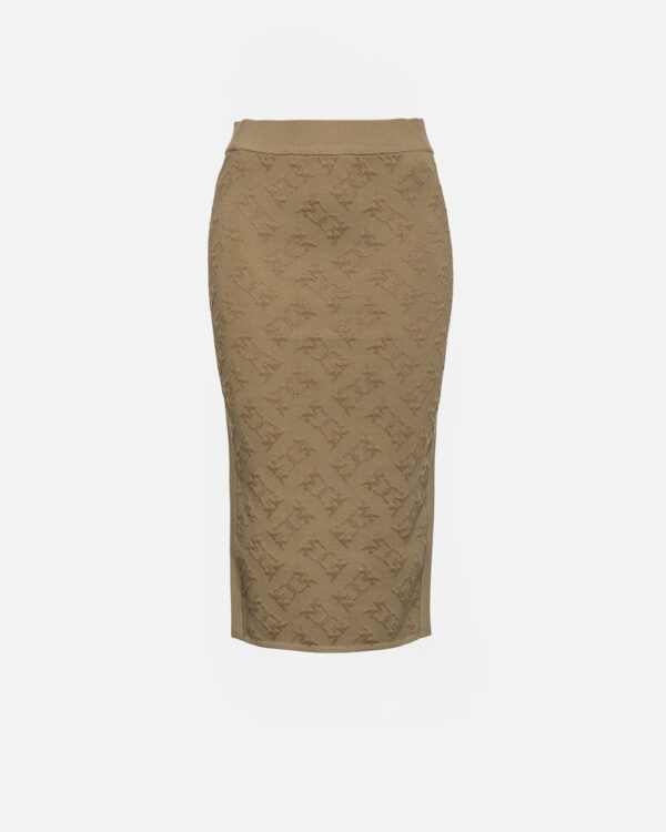 Gonna a matita in maglia Monogram verde sabbiato