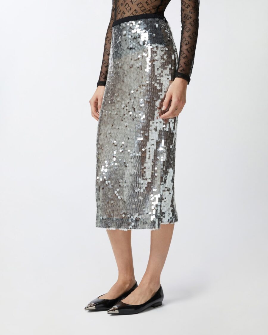 Gonna a matita in rete paillettes - immagine 4