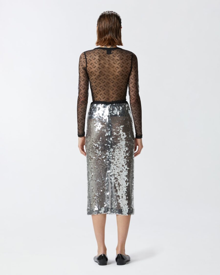 Gonna a matita in rete paillettes - immagine 5