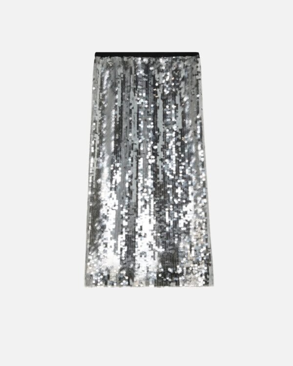 Gonna a matita in rete paillettes nero e trasparente