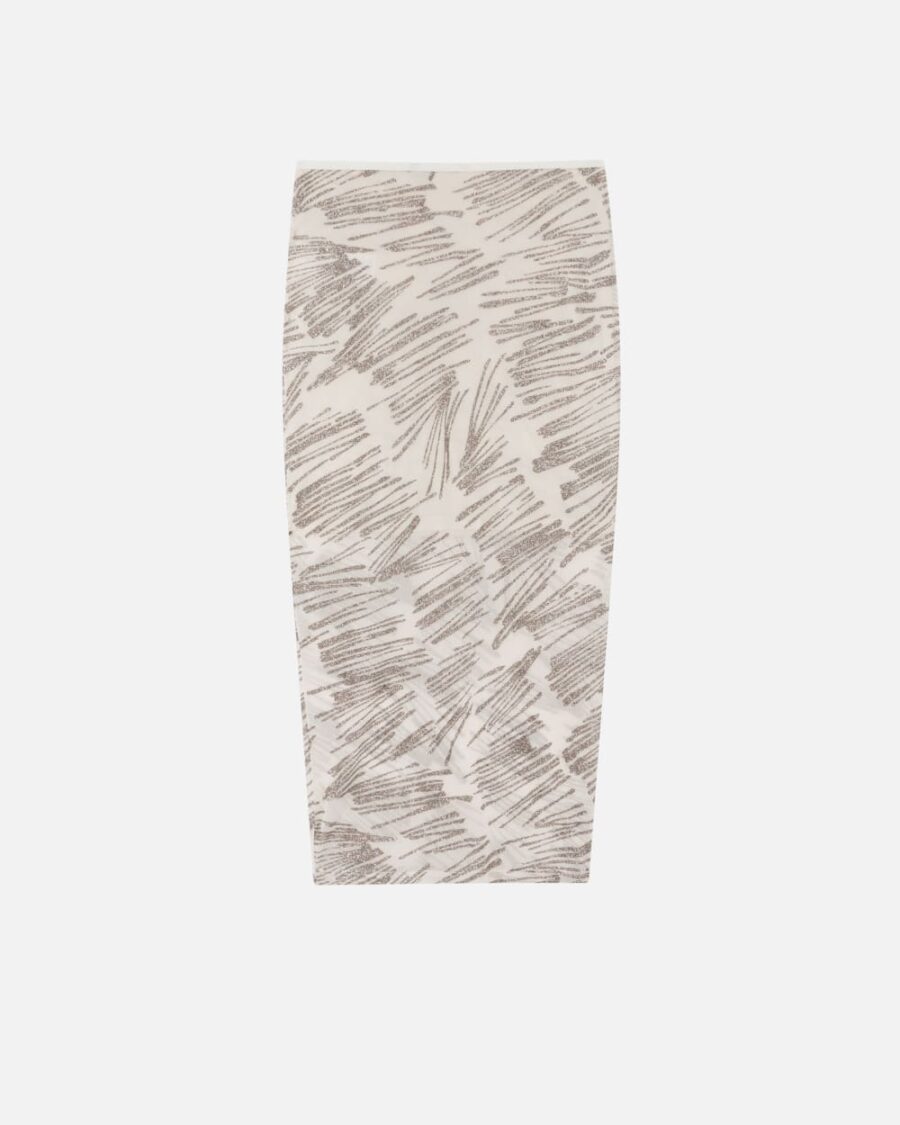 Tulle pencil skirt with glittery print nudo e multicolor