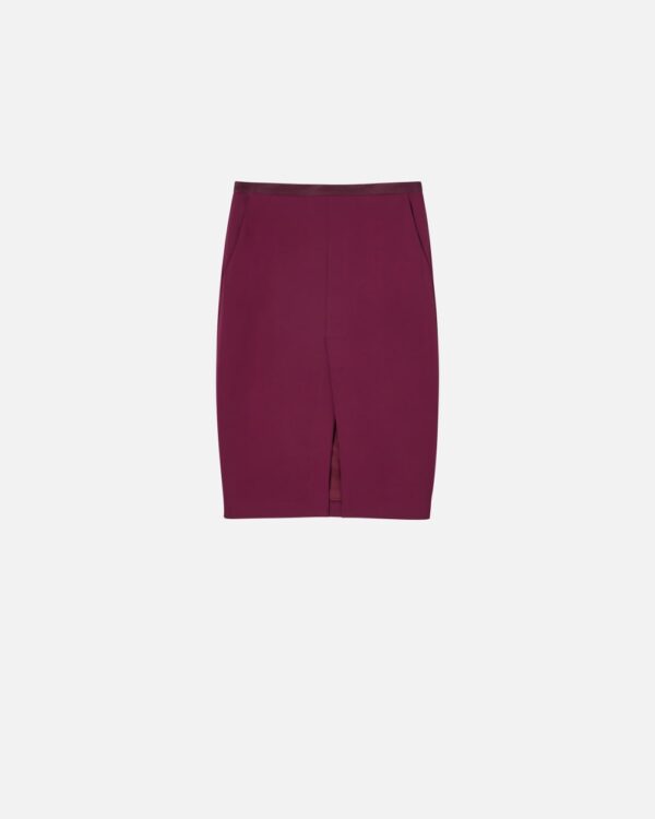 Slim-fit technical cady skirt vino d'uva