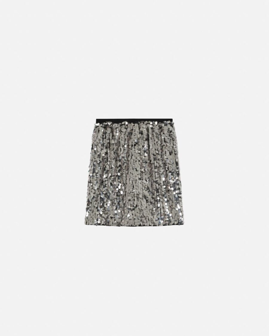 Short skirt with silver sequins - Image 2
