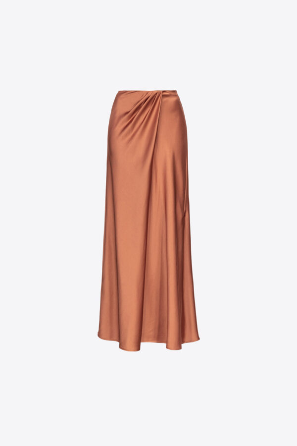 Gonna elegante in raso martellato marrone fard rosiccio