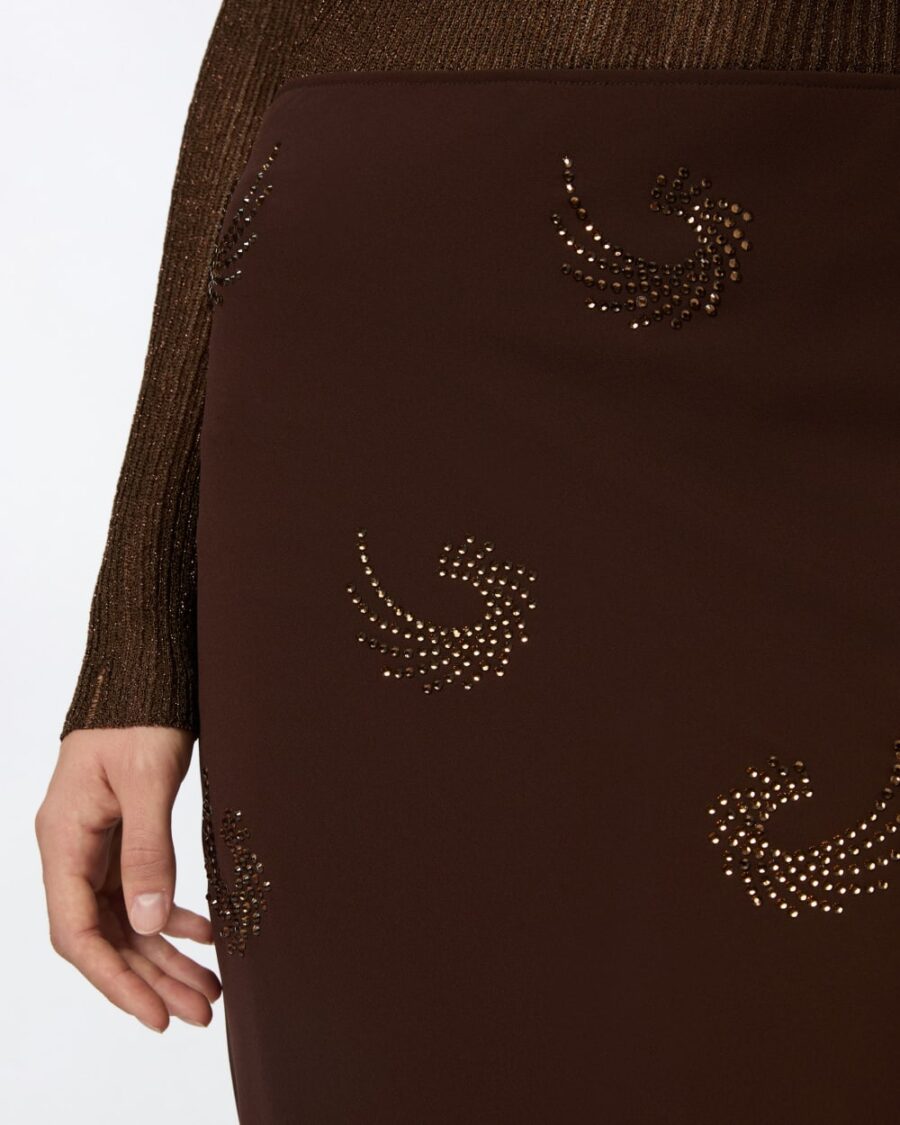 Gonna in georgette con vortici strass - immagine 6