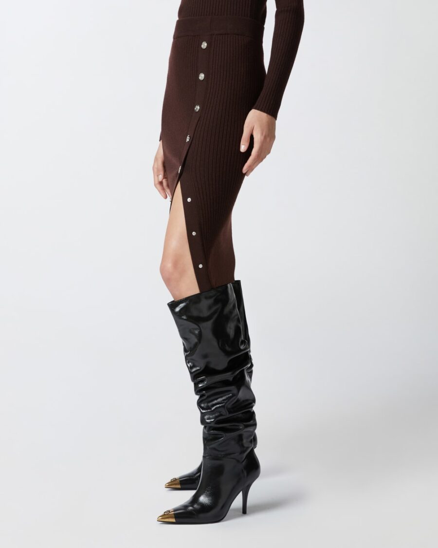 Gonna longuette in maglia a costine con bottoni - immagine 4