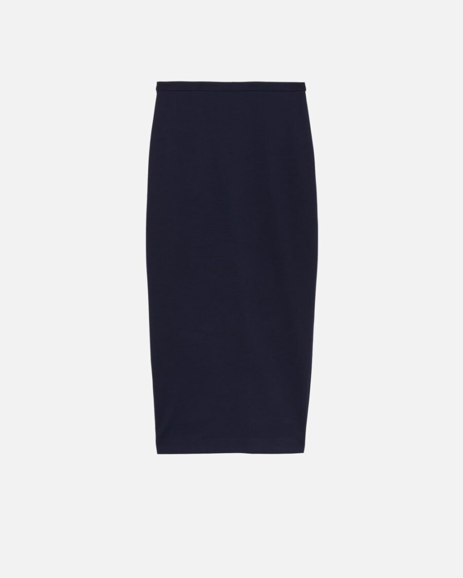 Long pencil skirt with slit blu e eclissi totale