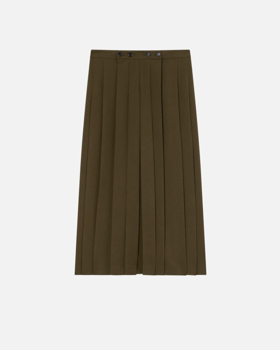 Long skirt with pleating verde e amazzonia