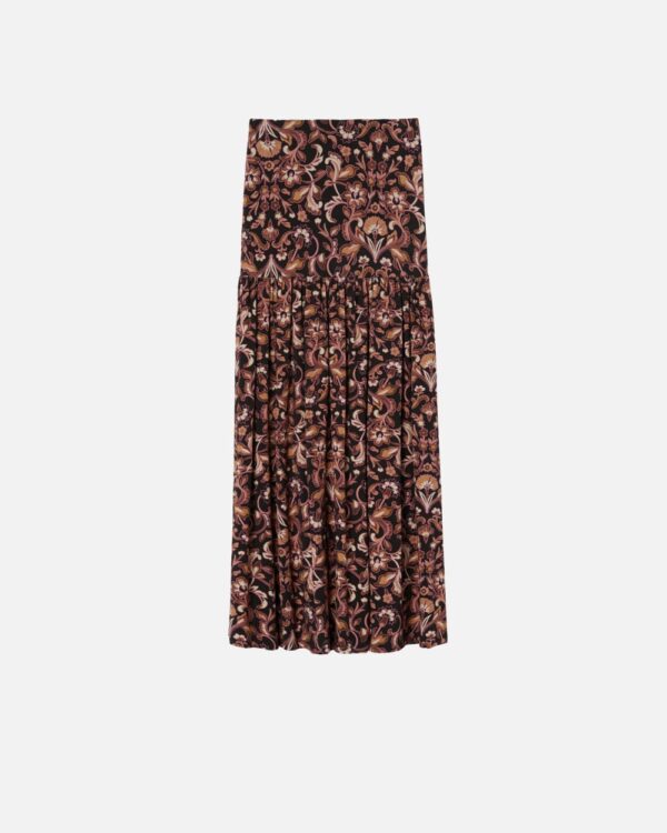 Gonna lunga in jersey a fiori