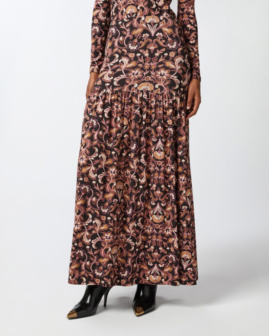 Long floral jersey skirt - Image 4