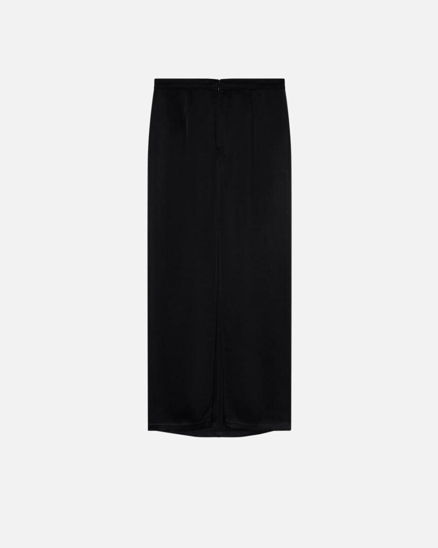 Gonna lunga in satin con spacco sul retro - immagine 2