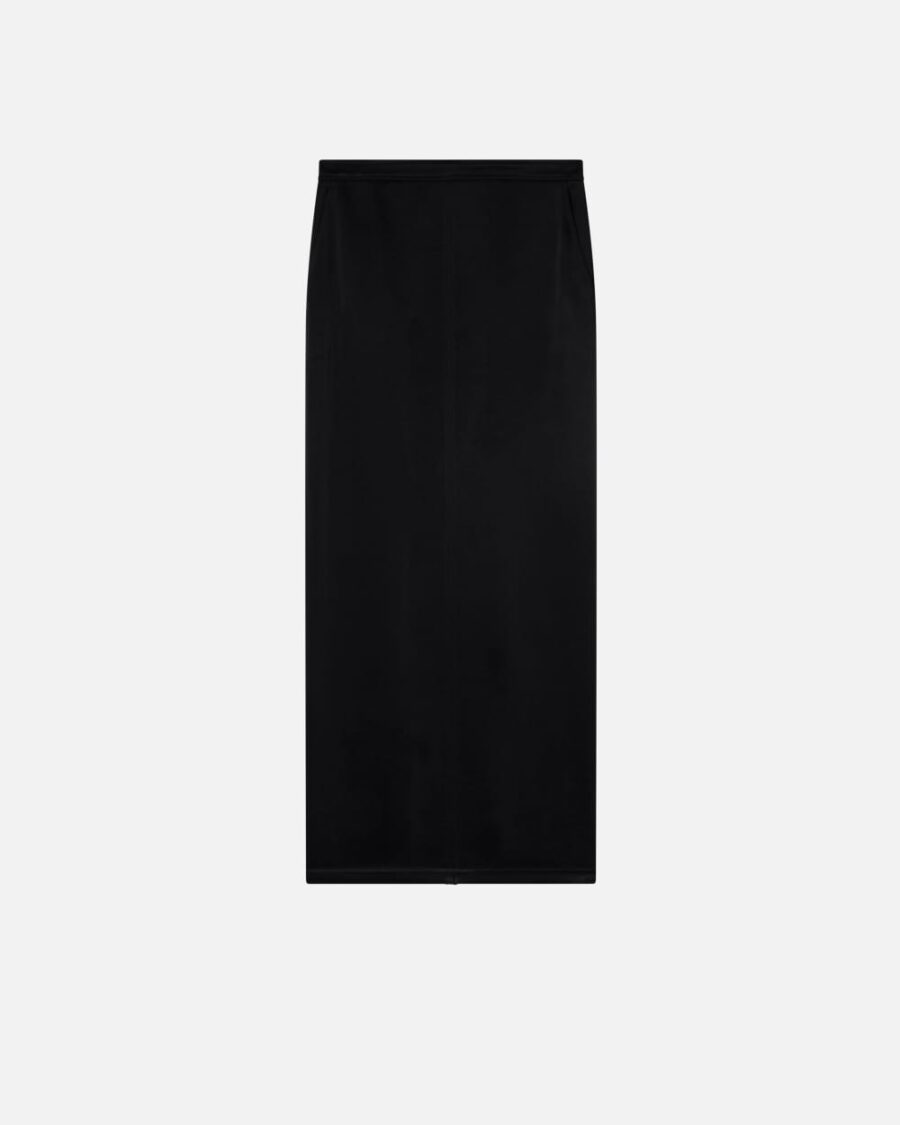 Gonna lunga in satin con spacco sul retro nero limousine