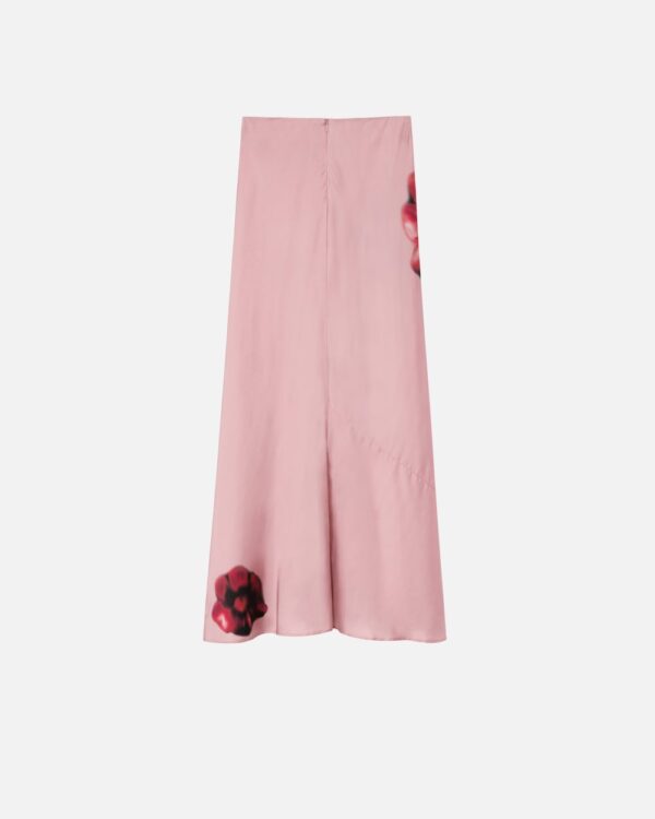 Gonna lunga in satin con stampa fiori