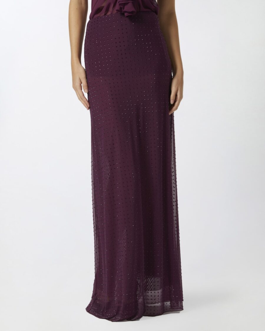 Fully rhinestoned long tulle skirt - Image 4