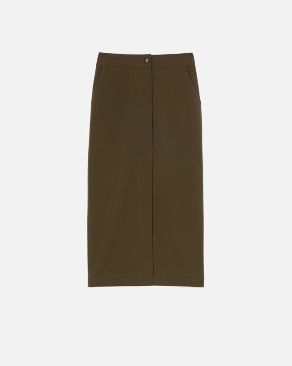 Gonna lunga utility tessuto fluido verde e amazzonia