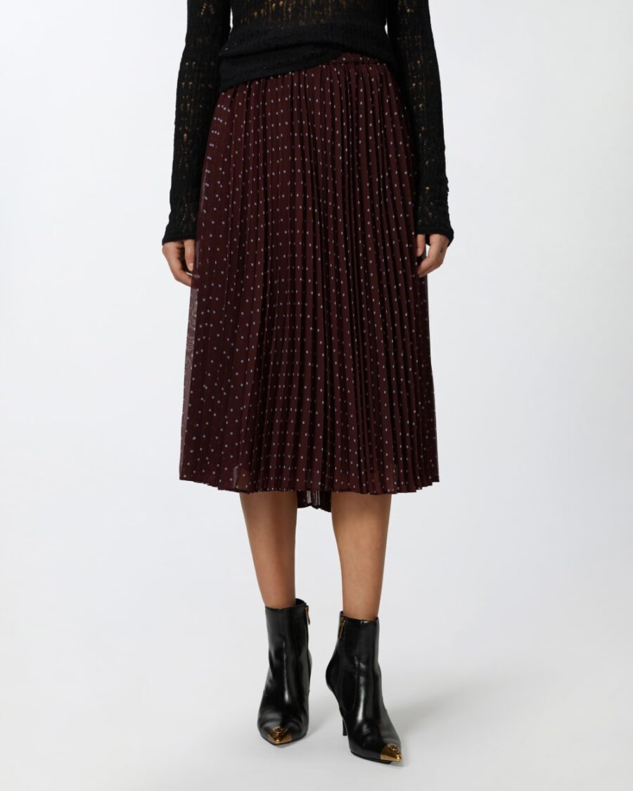 Gonna midi in chiffon a stampa pois - immagine 4