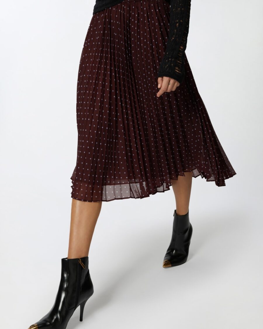 Gonna midi in chiffon a stampa pois - immagine 6