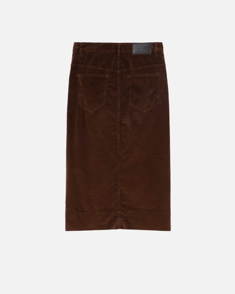 Corduroy midi skirt with slit - Image 2