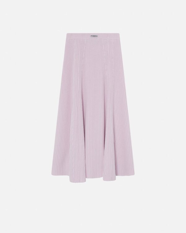 Gonna svasata in maglia misto cachemire a coste