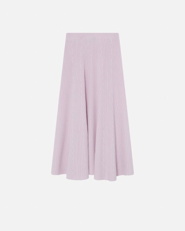 Flared cashmere-blend ribbed knit skirt lilla e orchidea seduc.