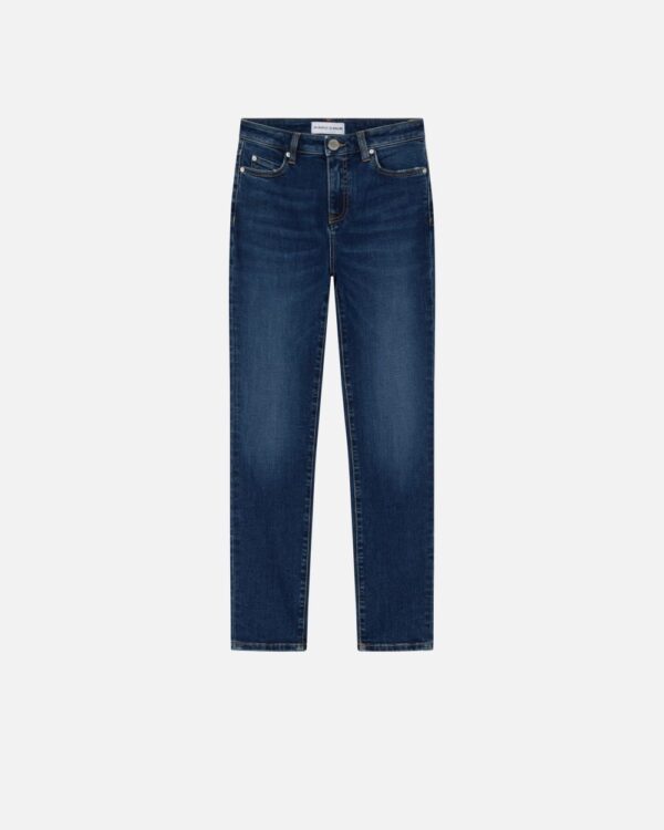 Jeans aderenti in denim blue stretch lavaggio medio scuro