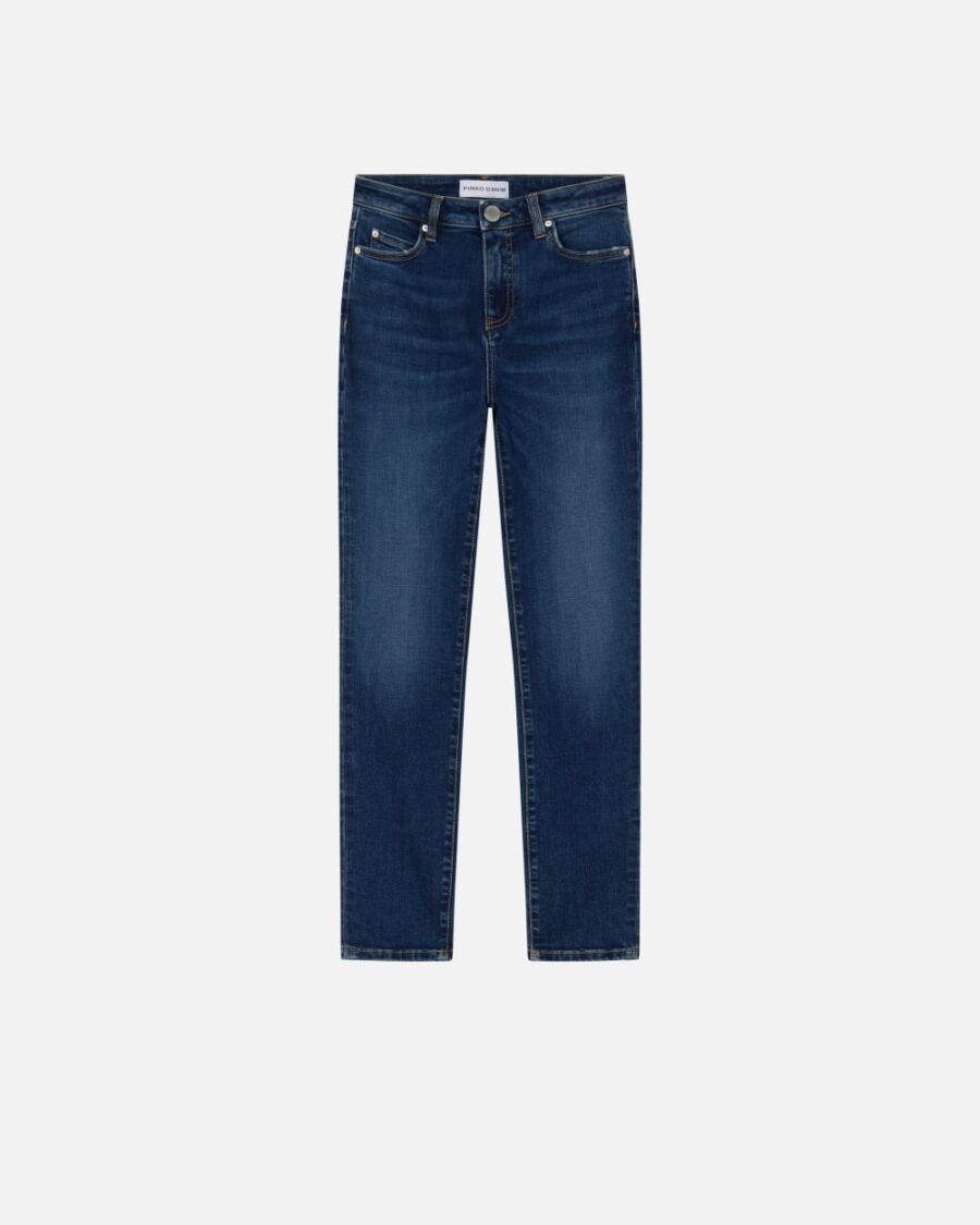 Jeans aderenti in denim blue stretch lavaggio medio scuro