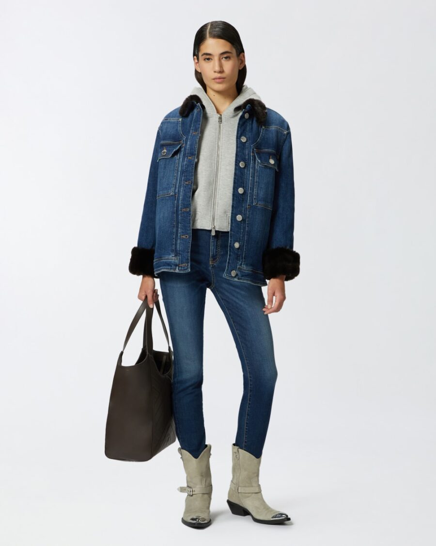 Jeans aderenti in denim blue stretch lavaggio medio scuro