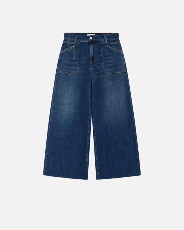 Blue denim baggy jeans lavaggio vintage medio scuro