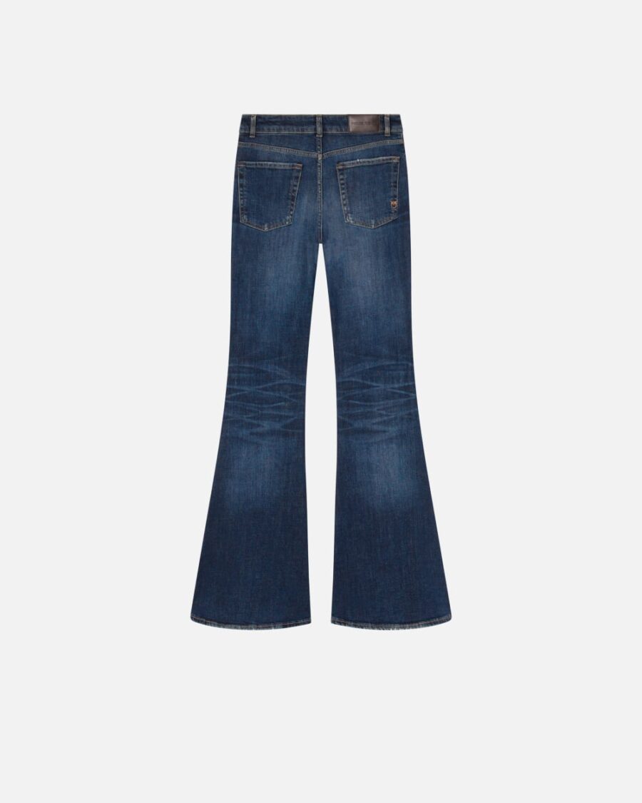 Dark blue wide flared jeans - Image 2
