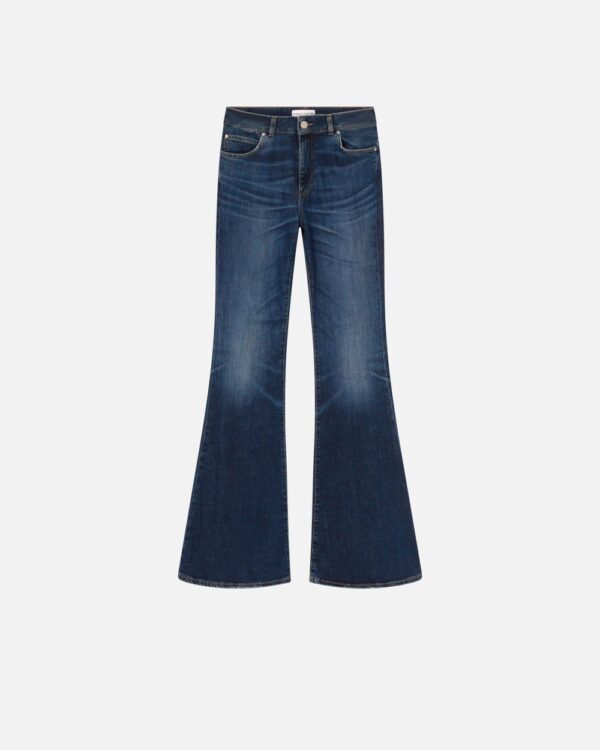 Jeans blu scuro a zampa ampia lavaggio vintage medio scuro