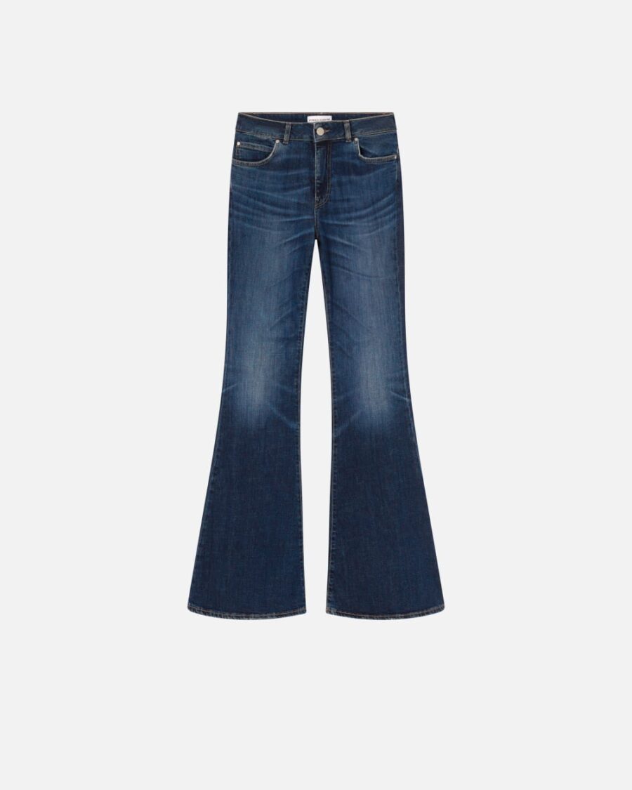 Jeans blu scuro a zampa ampia lavaggio vintage medio scuro