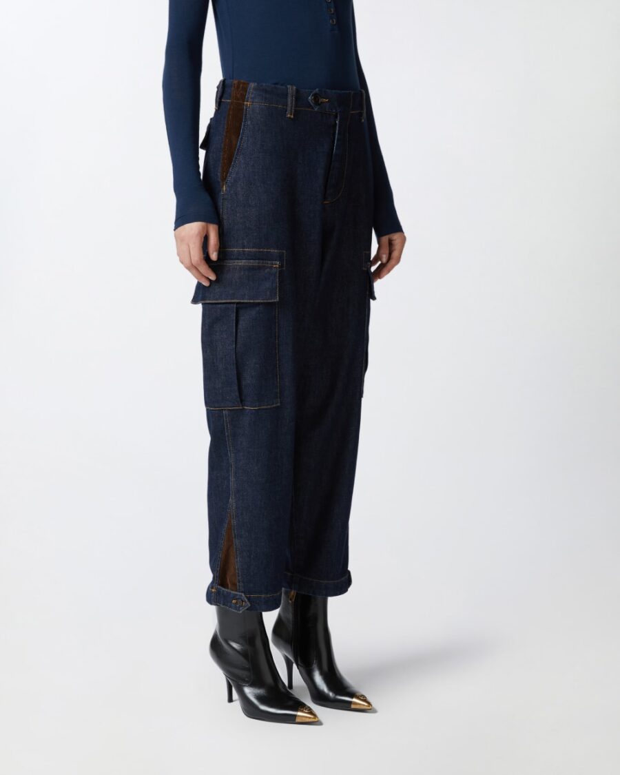 Jeans cargo blu scuro con maxi tasche - immagine 4