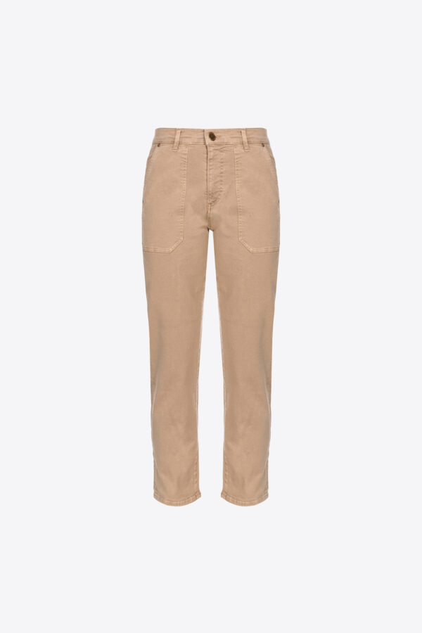 Jeans chinos bull di cotone beige pietra del sole