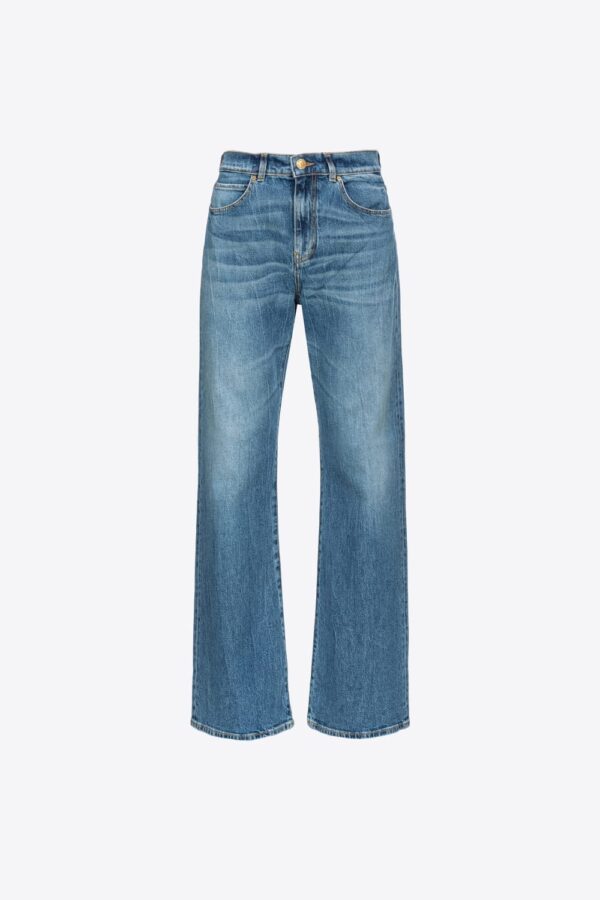 Jeans cinque tasche wide-leg lavaggio vintage scuro