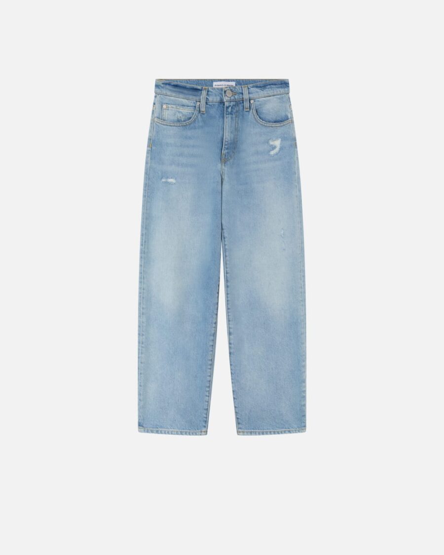 Jeans con strappi relaxed lavaggio chiaro vintage