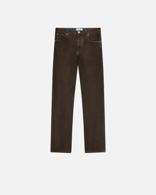 Straight denim jeans with brown spray marrone e nero