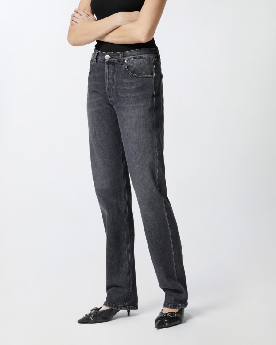 Straight jeans in dark grey denim - Image 4