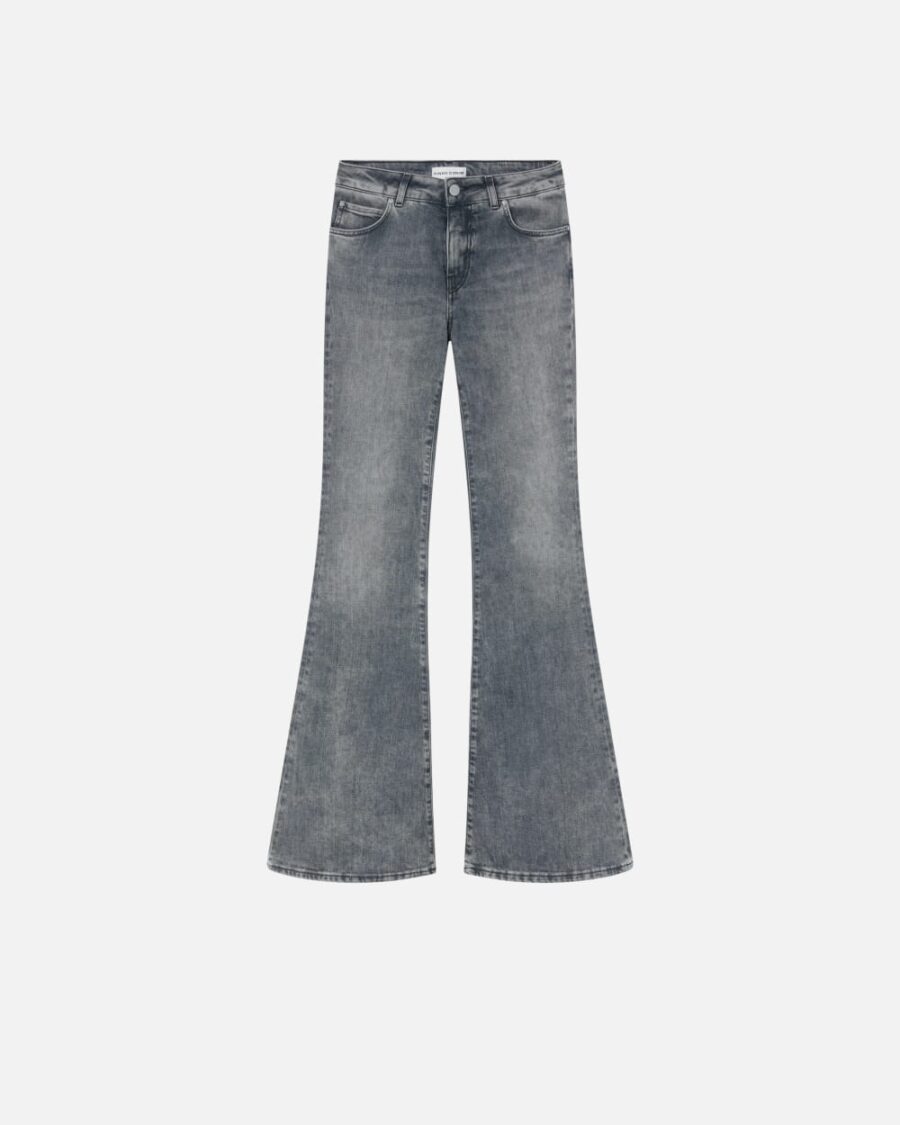 Jeans in denim grigio svasati lavaggio vintage grey