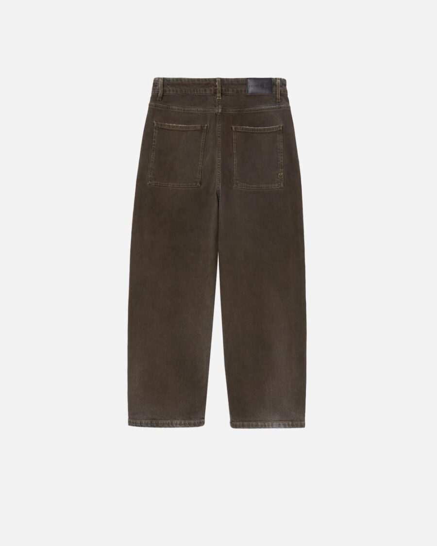 Jeans larghi in denim spray marrone - immagine 2