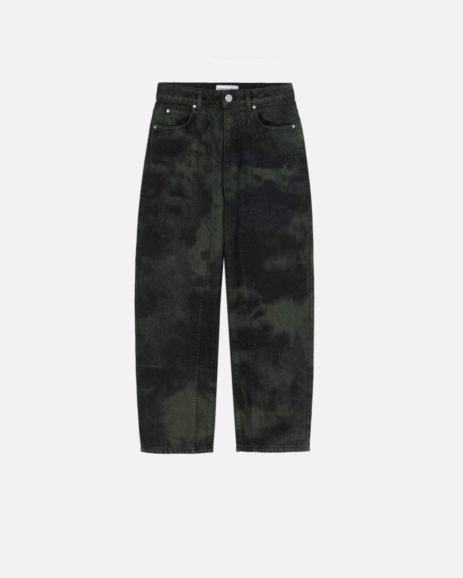 Jeans loose denim black spotted verde e nero