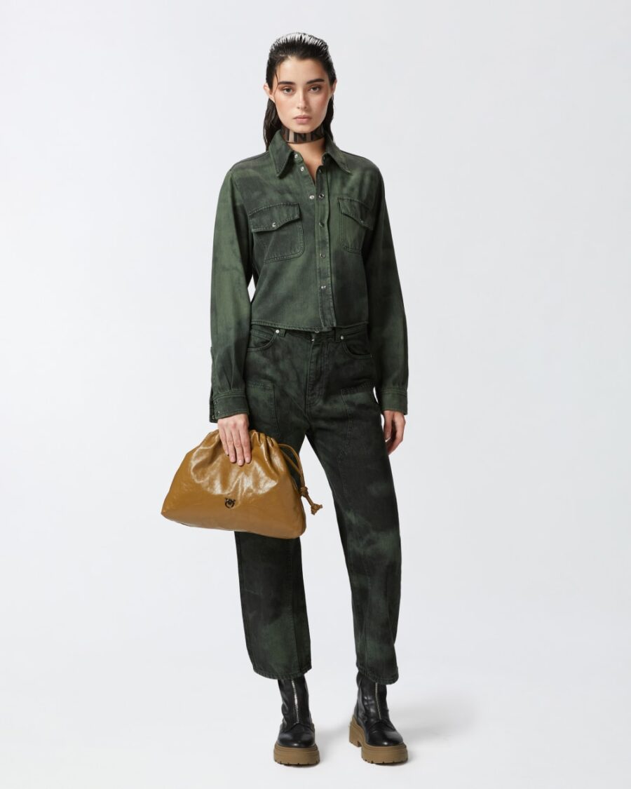Jeans loose denim black spotted verde e nero