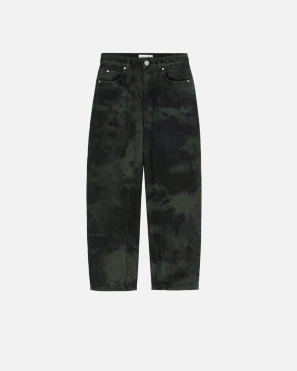 Loose-fit spotted black denim jeans verde e nero
