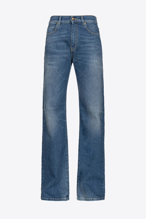 Jeans wide leg in denim comfort lavaggio medio chiaro