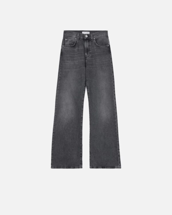 Jeans wide leg in denim vintage grigio lavaggio vintage grigio scuro