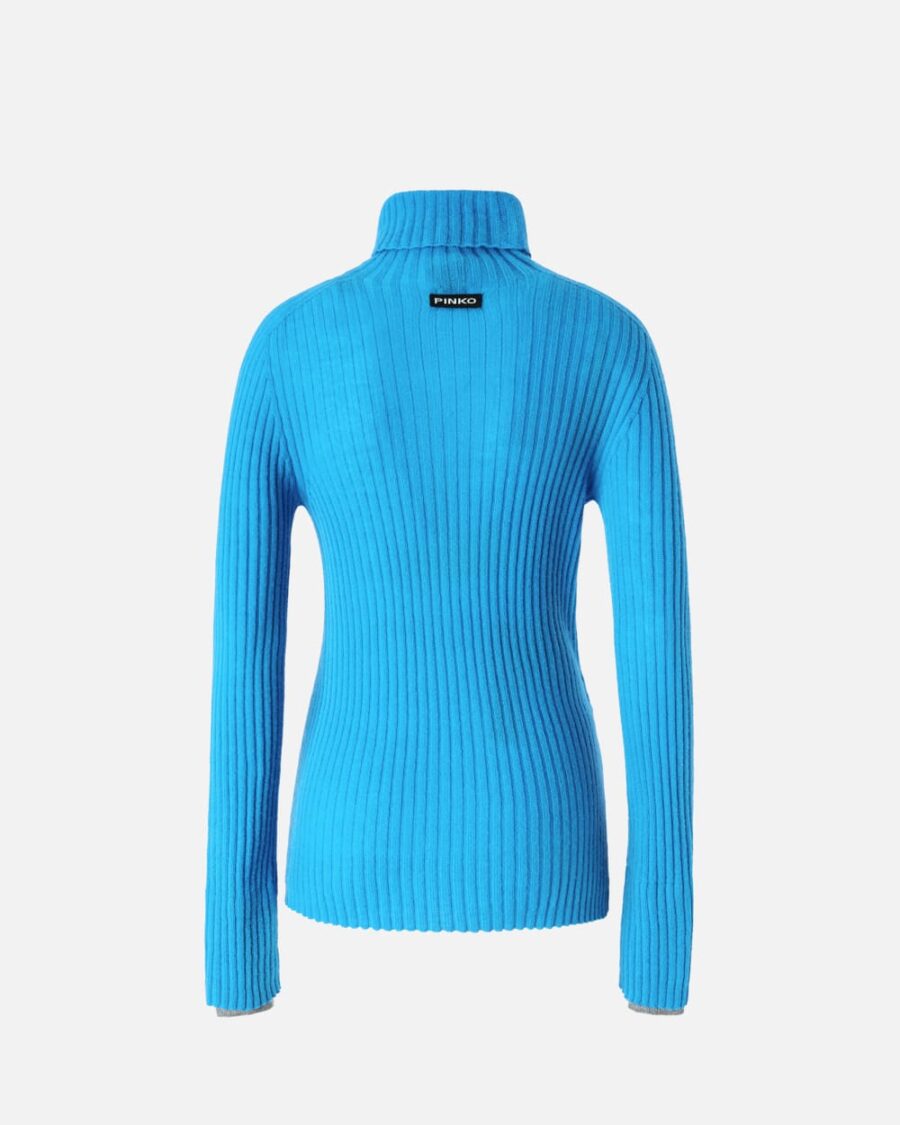 Maglia a collo alto misto cachemire a coste polsini lurex - immagine 2