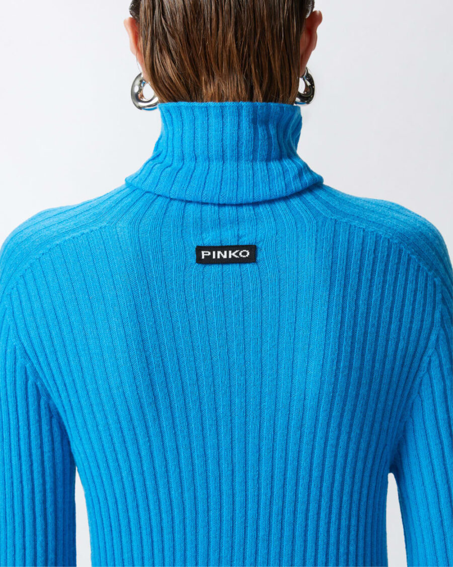Maglia a collo alto misto cachemire a coste polsini lurex - immagine 6