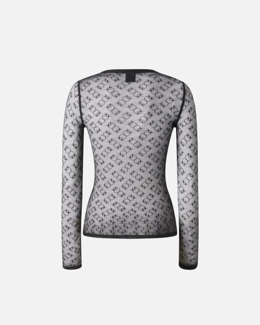 Maglia a maniche lunghe in pizzo trasparente Monogram - immagine 2